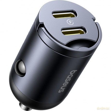 Baseus ładowarka samochodowa USB-C - USB-C 30W czarna Mini Tiny Star 2C