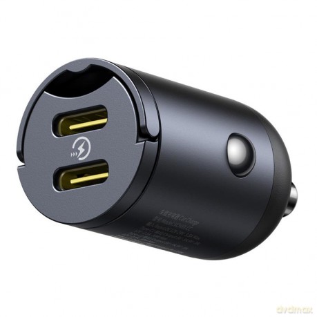 Baseus ładowarka samochodowa USB-C - USB-C 30W czarna Mini Tiny Star 2C