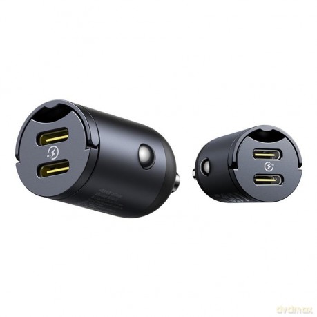 Baseus ładowarka samochodowa USB-C - USB-C 30W czarna Mini Tiny Star 2C