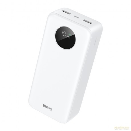 BWOO Power bank 22,5W, 30000 mAh z wyświetlaczem LCD, biały