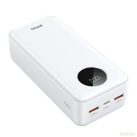BWOO Power bank 22,5W, 30000 mAh z wyświetlaczem LCD, biały
