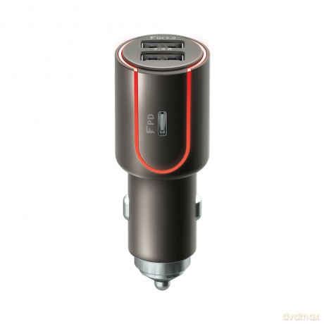 Forever Core ładowarka samochodowa PD+ QC 3.0 2x USB 1x USB-C 2,4A 36W szara