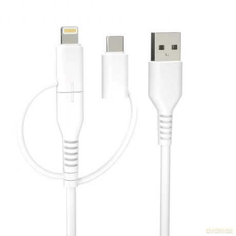 Forever kabel recycling 3w1 1,5m 2,4A USB-A - USB-C +microUSB+ Lightning KR3W1-00 biały