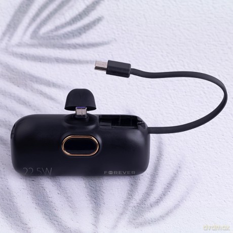 Forever mini power bank MTB-100 22.5W 5000 mAh USB C czarny