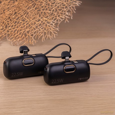 Forever mini power bank MTB-100 22.5W 5000 mAh USB C czarny