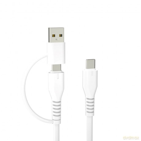 Forever recycling kabel 2w1 1,5m 3A USB-C - USB-C + USB-A KR2W1-00 biały