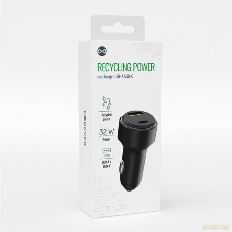 Forever recycling ładowarka samochodowa USB-C USB-A 32W LS-AC-32