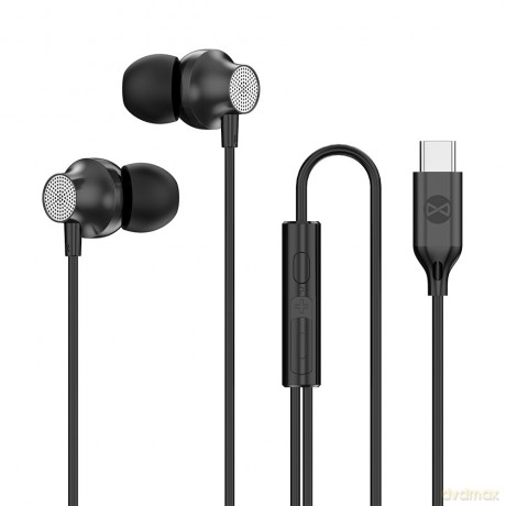Forever słuchawki przewodowe EP-02 dokanałowe USB-C czarne