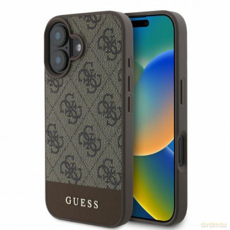 Guess nakładka do iPhone 16 6,1"; GUHCP16SG4GLBR brązowa hardcase 4G Bottom Stripe
