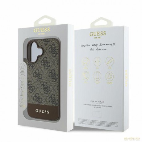 Guess nakładka do iPhone 16 6,1"; GUHCP16SG4GLBR brązowa hardcase 4G Bottom Stripe