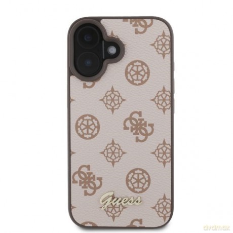 Guess nakładka do iPhone 16 6,1"; GUHMP16SPGPYSW brązowa hardcase Peony Script MagSafe