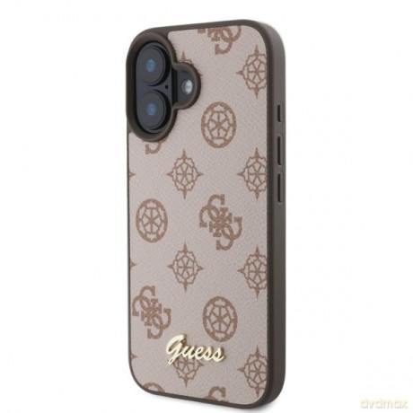 Guess nakładka do iPhone 16 6,1"; GUHMP16SPGPYSW brązowa hardcase Peony Script MagSafe