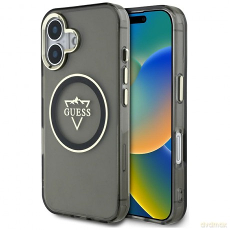 Guess nakładka Hardcase MagSafe IML Metal Mountain Logo do iPhone 16 6,1"; Czarna