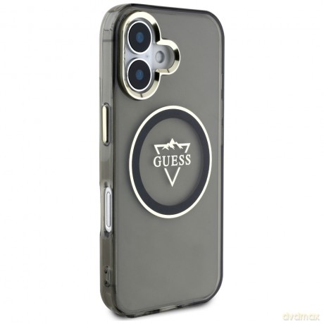 Guess nakładka Hardcase MagSafe IML Metal Mountain Logo do iPhone 16 6,1"; Czarna