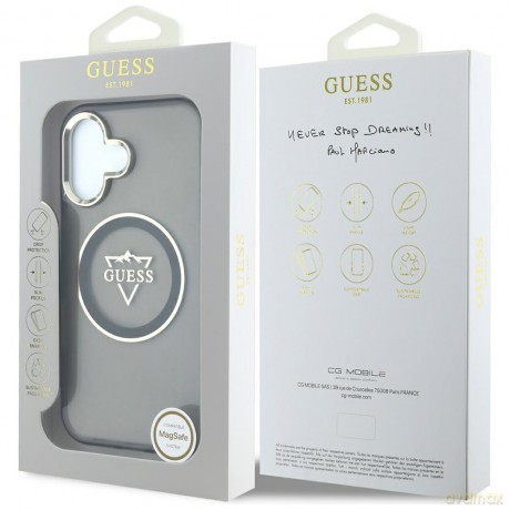 Guess nakładka Hardcase MagSafe IML Metal Mountain Logo do iPhone 16 6,1"; Czarna