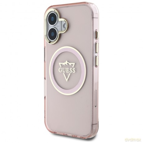 Guess nakładka Hardcase MagSafe IML Metal Mountain Logo do iPhone 16 6,1"; Różowa