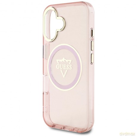Guess nakładka Hardcase MagSafe IML Metal Mountain Logo do iPhone 16 6,1"; Różowa