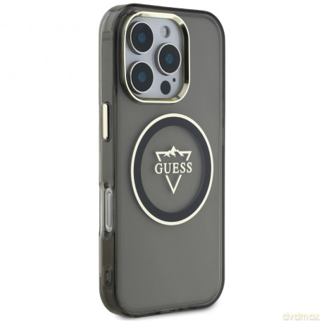 Guess nakładka Hardcase MagSafe IML Metal Mountain Logo do iPhone 16 Pro 6,3"; Czarna