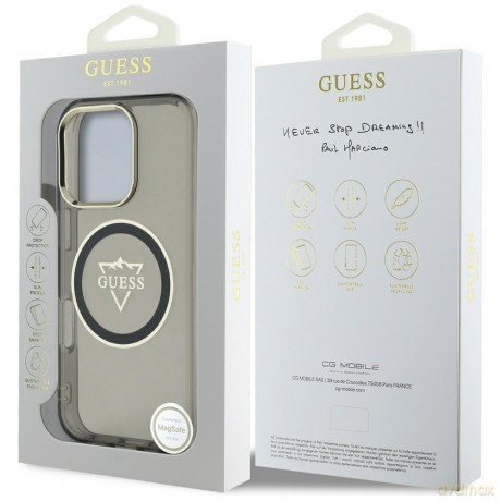 Guess nakładka Hardcase MagSafe IML Metal Mountain Logo do iPhone 16 Pro 6,3"; Czarna