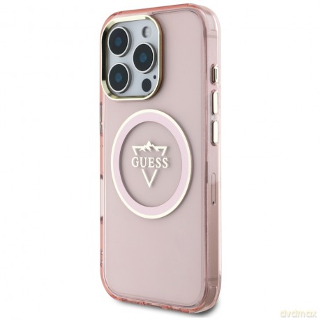 Guess nakładka Hardcase MagSafe IML Metal Mountain Logo do iPhone 16 Pro Max 6,9"; Różowa