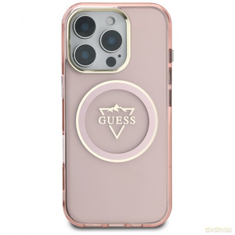 Guess nakładka Hardcase MagSafe IML Metal Mountain Logo do iPhone 16 Pro Max 6,9"; Różowa