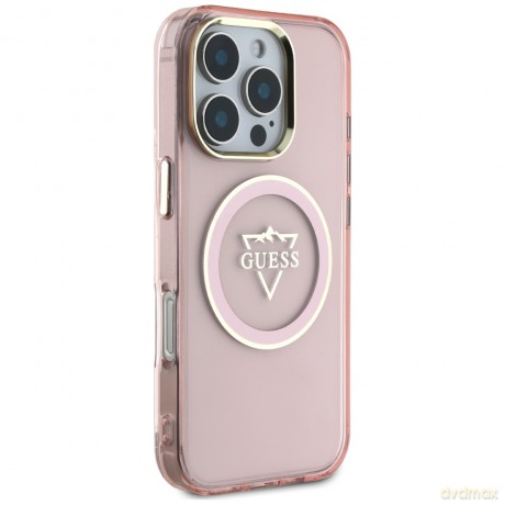 Guess nakładka Hardcase MagSafe IML Metal Mountain Logo do iPhone 16 Pro Max 6,9"; Różowa