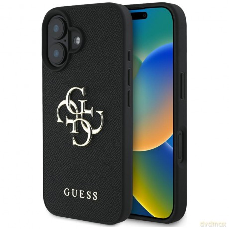 Guess nakładka Hardcase PU Grained Big 4G and Classic Logo do iPhone 16 6,1"; Czarna