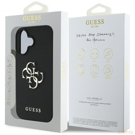 Guess nakładka Hardcase PU Grained Big 4G and Classic Logo do iPhone 16 6,1"; Czarna