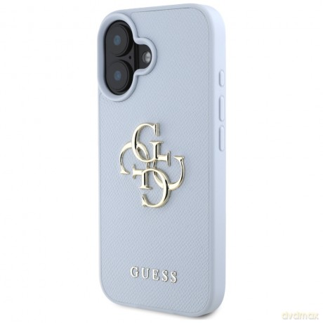 Guess nakładka Hardcase PU Grained Big 4G and Classic Logo do iPhone 16 6,1"; Niebieska