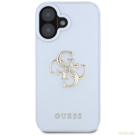 Guess nakładka Hardcase PU Grained Big 4G and Classic Logo do iPhone 16 6,1"; Niebieska