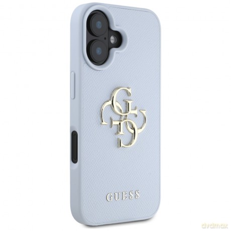 Guess nakładka Hardcase PU Grained Big 4G and Classic Logo do iPhone 16 6,1"; Niebieska