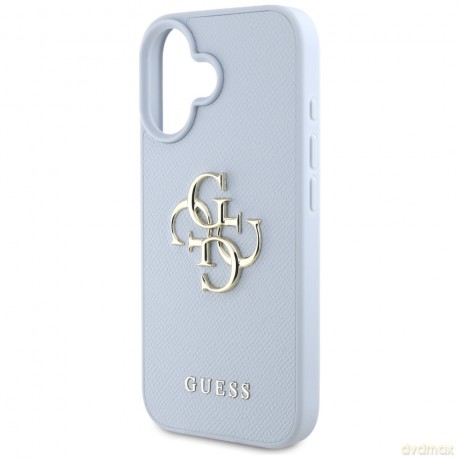 Guess nakładka Hardcase PU Grained Big 4G and Classic Logo do iPhone 16 6,1"; Niebieska