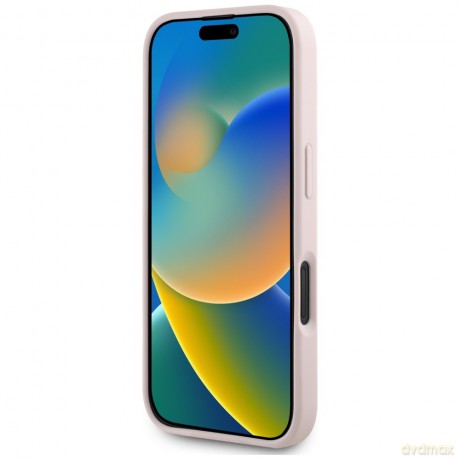 Guess nakładka Hardcase PU Grained Big 4G and Classic Logo do iPhone 16 6,1"; Różowa