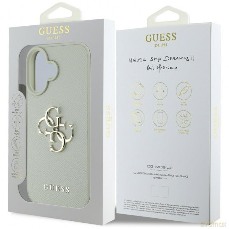 Guess nakładka Hardcase PU Grained Big 4G and Classic Logo do iPhone 16 6,1"; Zielona
