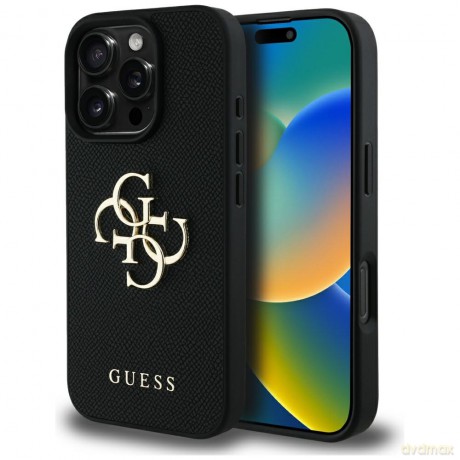 Guess nakładka Hardcase PU Grained Big 4G and Classic Logo do iPhone 16 Pro 6,3"; Czarna