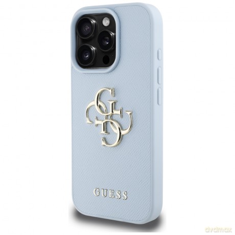 Guess nakładka Hardcase PU Grained Big 4G and Classic Logo do iPhone 16 Pro 6,3"; Niebieska