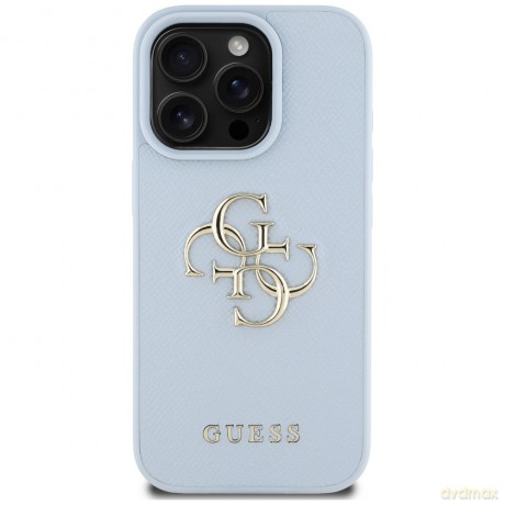 Guess nakładka Hardcase PU Grained Big 4G and Classic Logo do iPhone 16 Pro 6,3"; Niebieska