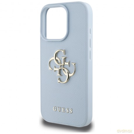 Guess nakładka Hardcase PU Grained Big 4G and Classic Logo do iPhone 16 Pro 6,3"; Niebieska