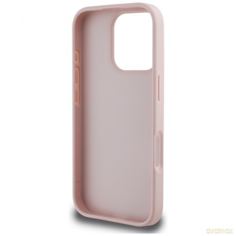 Guess nakładka Hardcase PU Grained Big 4G and Classic Logo do iPhone 16 Pro 6,3"; Różowa