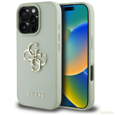 Guess nakładka Hardcase PU Grained Big 4G and Classic Logo do iPhone 16 Pro 6,3"; Zielona