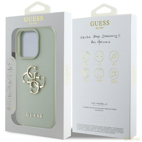 Guess nakładka Hardcase PU Grained Big 4G and Classic Logo do iPhone 16 Pro 6,3"; Zielona