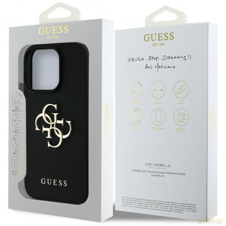 Guess nakładka Hardcase PU Grained Big 4G and Classic Logo do iPhone 16 Pro Max 6,9"; Czarna