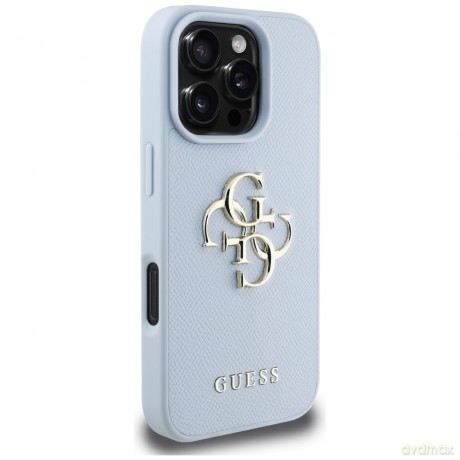 Guess nakładka Hardcase PU Grained Big 4G and Classic Logo do iPhone 16 Pro Max 6,9"; Niebieska
