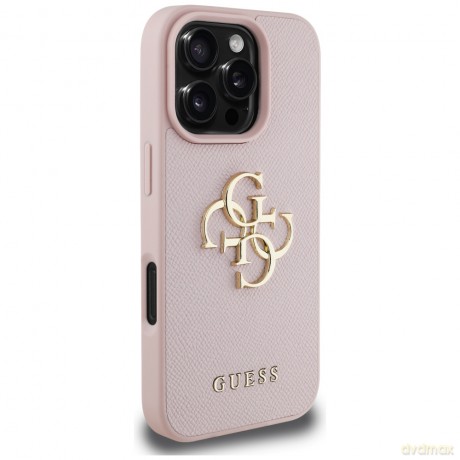 Guess nakładka Hardcase PU Grained Big 4G and Classic Logo do iPhone 16 Pro Max 6,9"; Różowa