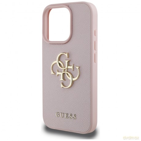 Guess nakładka Hardcase PU Grained Big 4G and Classic Logo do iPhone 16 Pro Max 6,9"; Różowa