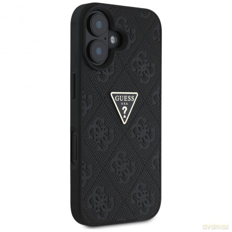 Guess nakładka Hardcase PU Grained Hot Stamp 4G Triangle Metal do iPhone 16 6,1"; Czarna
