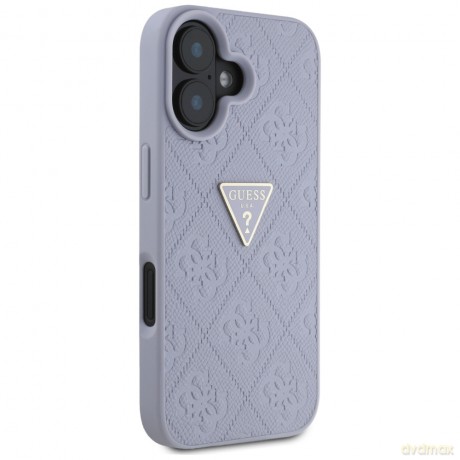 Guess nakładka Hardcase PU Grained Hot Stamp 4G Triangle Metal do iPhone 16 6,1"; Fioletowa