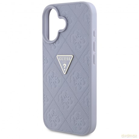Guess nakładka Hardcase PU Grained Hot Stamp 4G Triangle Metal do iPhone 16 6,1"; Fioletowa