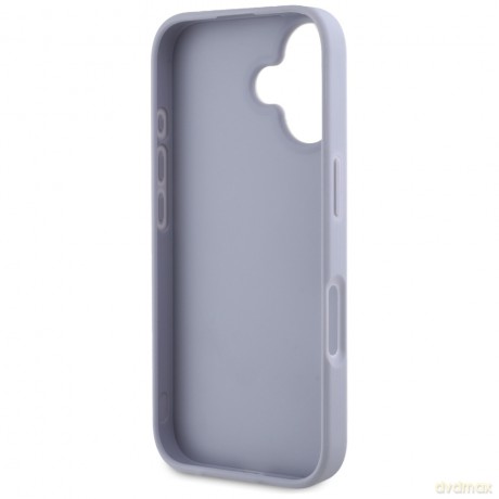 Guess nakładka Hardcase PU Grained Hot Stamp 4G Triangle Metal do iPhone 16 6,1"; Fioletowa