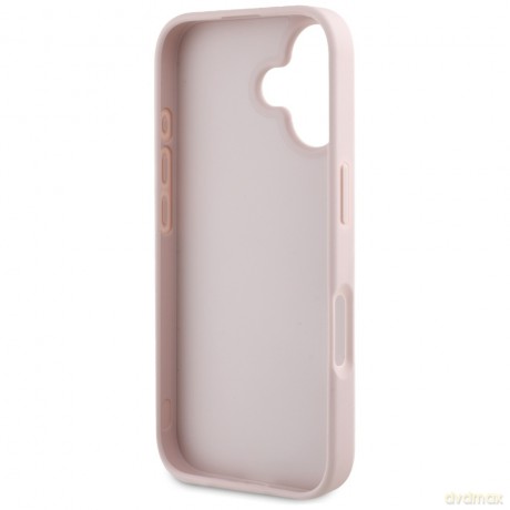Guess nakładka Hardcase PU Grained Hot Stamp 4G Triangle Metal do iPhone 16 6,1"; Różowa